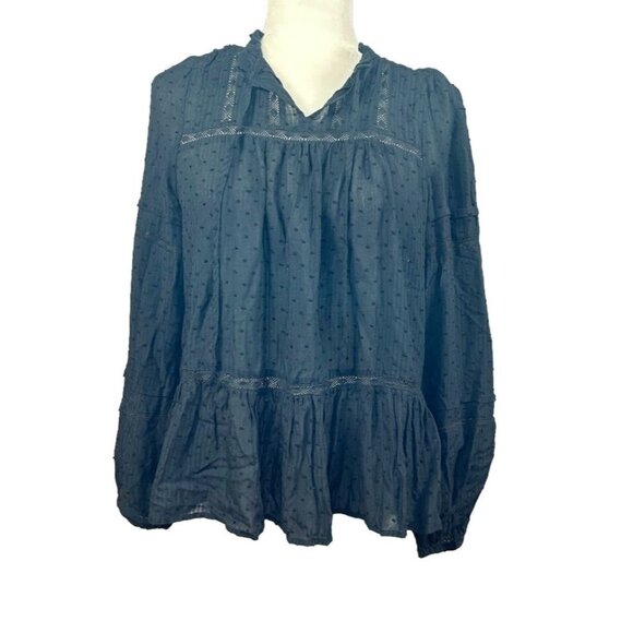 LOFT women’s blouse, peplum ruffle, long sleeve, black size Small‎ - Picture 1 of 8